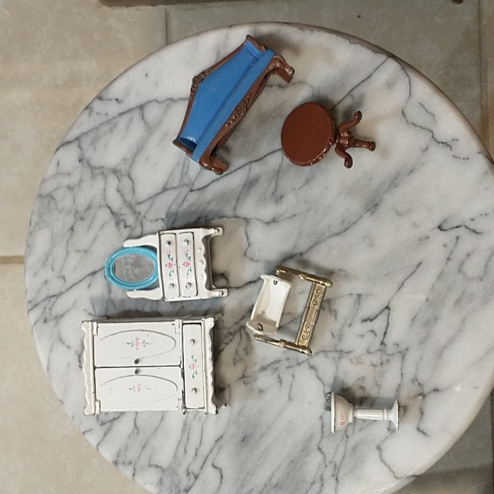 Vintage Doll Furniture Mattel 1980 Metal 6 Total Pieces